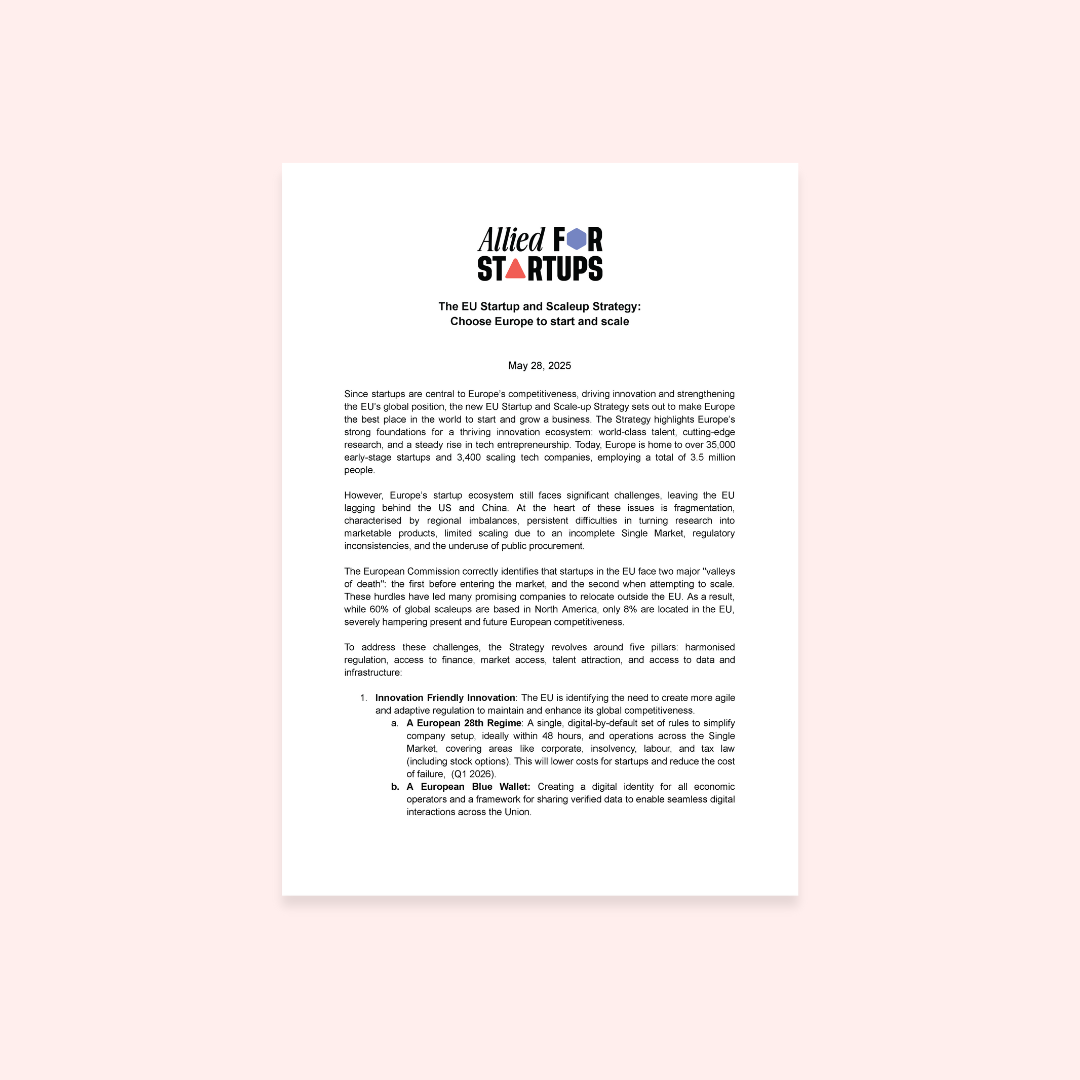 Analysis of the EU Startup and Scale-up Strategy: “Choose Europe to start and scale”